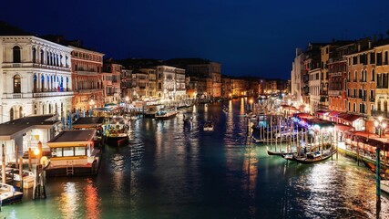 Venice, the Grand Canal at night.