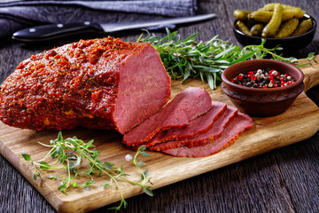 fresh sliced beef pastrami, roast beef meat