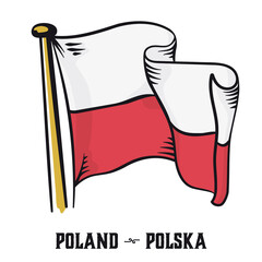Vintage engraving style Poland flag isolated vector illustration