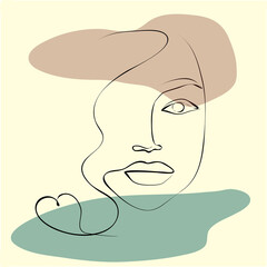 Continuous line, drawing hairstyle, fashion concept, woman beauty minimalist, vector illustration for t-shirt, slogan design print graphics style