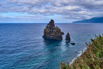 Coast at the Ilhéu da Ribeira da Janela on Madeira, beautiful madeira coastline