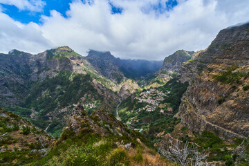 View of the Curral das Freiras valley, mountains in Madeira