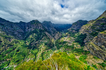 Fototapeta na wymiar View of the Curral das Freiras valley, mountains in Madeira