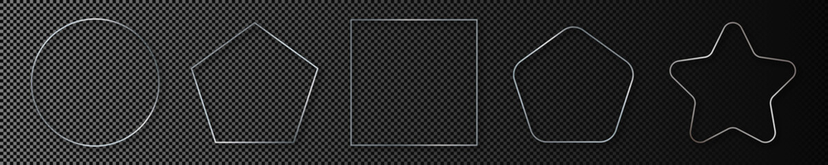 Silver glowing different geometric shape frame