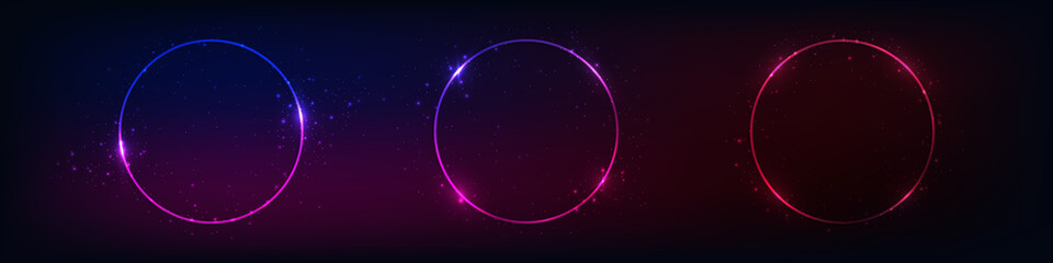 Obraz premium Set of neon frames with shining effects