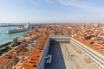 Venice Piazza San Marco Square from above overview travel traveling holidays vacation town in Italy
