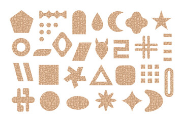 Set of geometric shapes with decorative filling