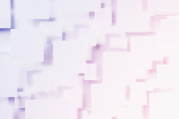 Bright shining pastel very peri purple and pink geometric pattern of squares in light with saturated gradient shadows, top view. Airy romantic abstract background in futuristic style.