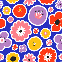 Beautiful Floral Seamless Pattern. Botanical texture with different flowers. 
