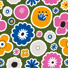 Beautiful Floral Seamless Pattern. Botanical texture with different flowers. 
