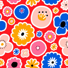 Beautiful Floral Seamless Pattern. Botanical texture with different flowers. 
