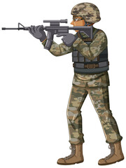 Soldier in uniform cartoon character