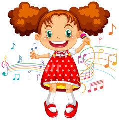 A girl holding microphone singing