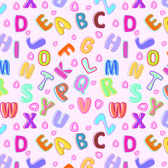 colorful alphabet A to Z  pattern design illustration on pink color background .
