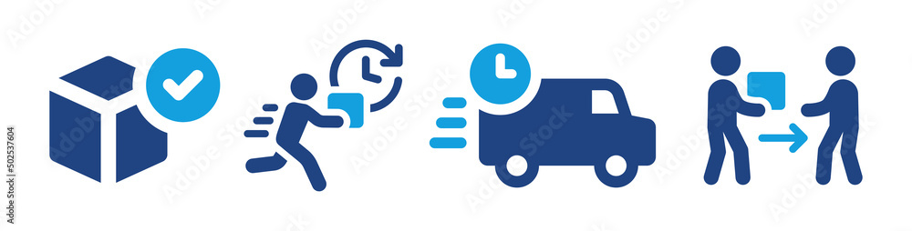 Poster delivery service icon set. fast delivery symbol vector illustration.