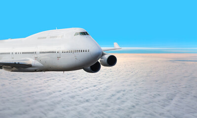 Giant passenger airplane in the sky - Travel by airtransport
