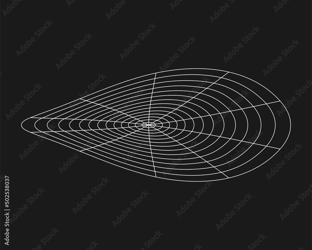 Poster cyber distorted grid, retro punk design element. wireframe wave geometry grid on black background. v