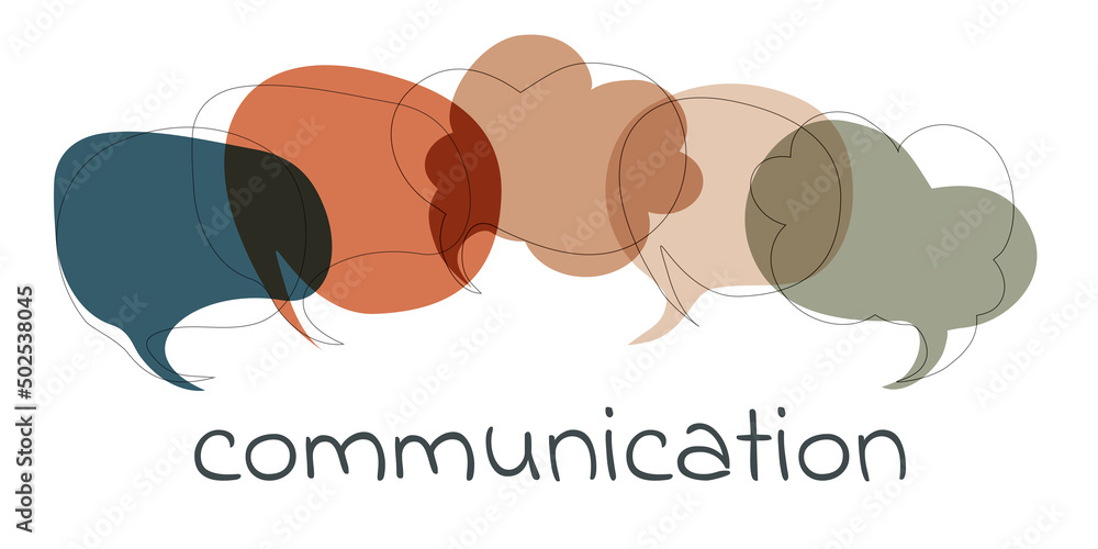 Poster Isolated colorful speech bubble. Communication or connection social network concept. Text communication. Online friends community. To communicate. Talk chat exchange and share information