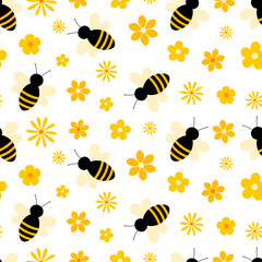 Seamless pattern bees honey vector illustration	