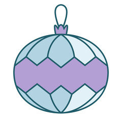 Round christmas tree toy. Holiday decor object in lineal flat style.