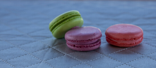 Macarons are multi-colored in nature. Multicolored french pasta for breakfast.