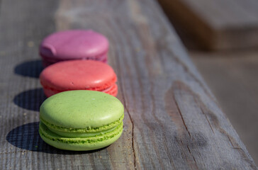 Macarons are multi-colored in nature. Multicolored french pasta for breakfast.