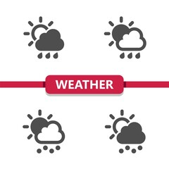Weather Icons - Cloud, Sun, Day, Rain, Raining, Hail, Hailstone