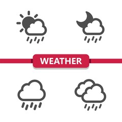 Weather Icons - Rain, Raining, Cloud, Sun, Day, Moon, Night