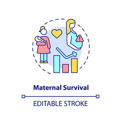 Maternal survival concept icon. Measure of human development. Social progress abstract idea thin line illustration. Isolated outline drawing. Editable stroke. Arial, Myriad Pro-Bold fonts used