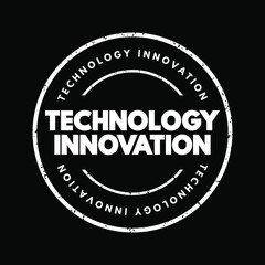 Technology Innovation text stamp, concept background