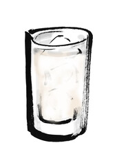 カルピス酎ハイの手描き和風イラスト