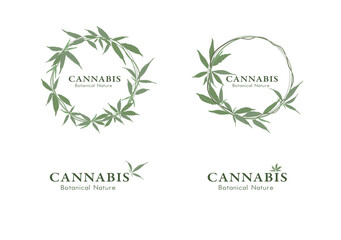 Logotype collection with cannabis ornaments