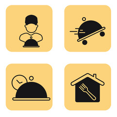 Food delivery icons set . Food delivery pack symbol vector elements for infographic web