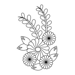 Coloring page for children. Stylized Flower with leaves. Vector illustration