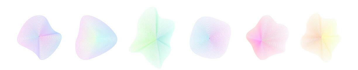 Organic shape sound surface vector illustration set. Minimal modern