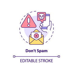 Do not spam concept icon. Unwanted message. Internet communication. Netiquette rule abstract idea thin line illustration. Isolated outline drawing. Editable stroke. Arial, Myriad Pro-Bold fonts used