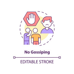No gossiping concept icon. Do not spread rumors. Social etiquette abstract idea thin line illustration. Isolated outline drawing. Editable stroke. Arial, Myriad Pro-Bold fonts used