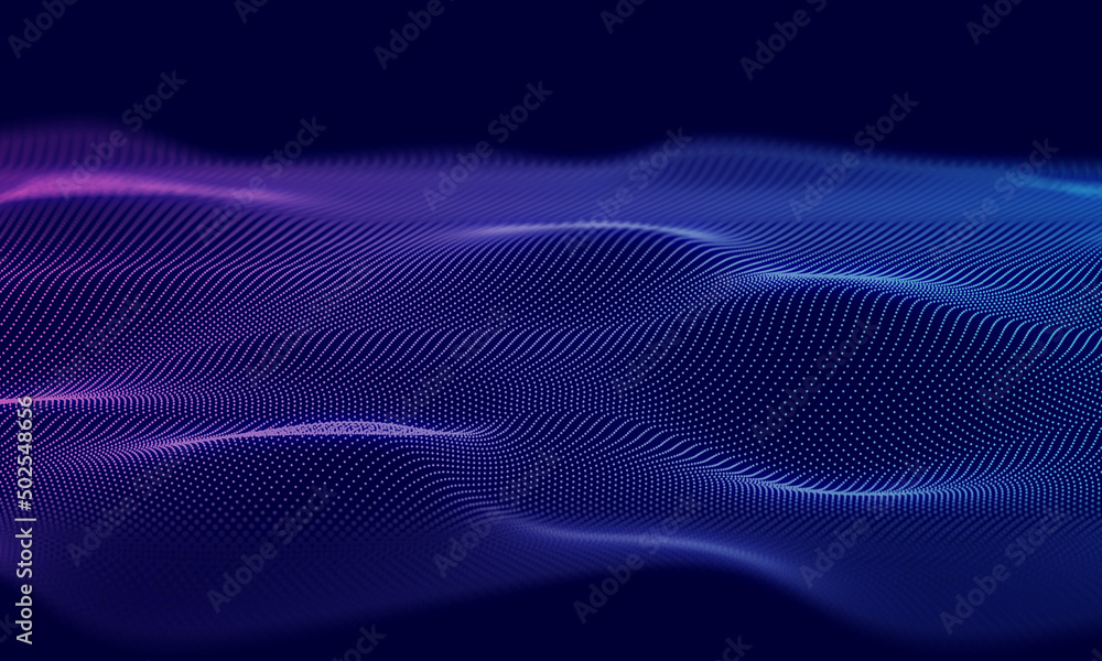 Poster abstract wave technology background with blue light smooth and flow.