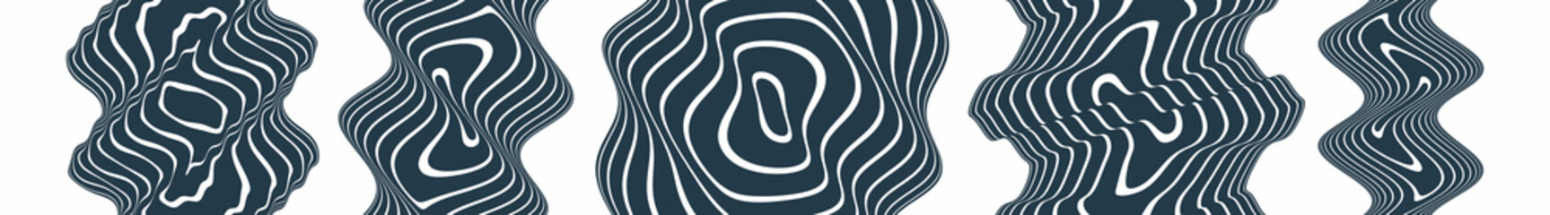 Black and white design. Pattern with optical illusion. Abstract striped background with ripple effect. Vector illustration.