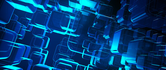 Abstract 3D Render, Business explore metaverse technology with blockchain network connecting. Smart city digital world metaverse. Cryptographic city inside metaverse