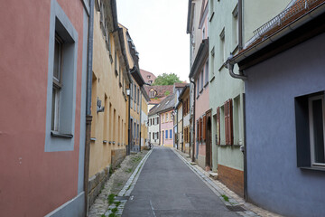Fototapeta na wymiar Bamberg old narrow road in Medieval city in Germany