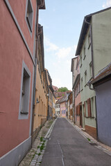 Bamberg old narrow road in Medieval city in Germany