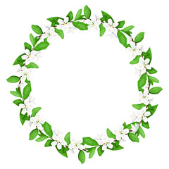 Fototapeta premium Wreath with white blossom branches