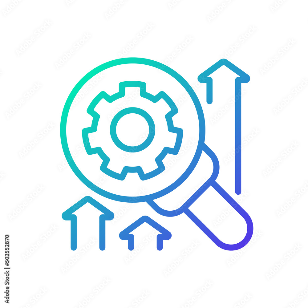 Poster research and development gradient linear vector icon. business improvement. performance management. 
