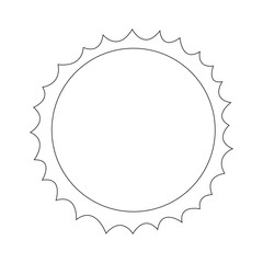 Doodle cartoon sun. Vector line art illustration, logo, childrens coloring page