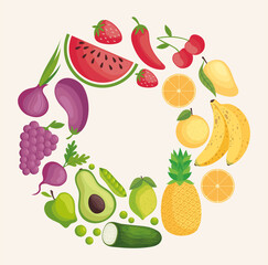 Fototapeta na wymiar fresh vegetables and fruits