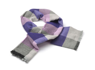 Blue plaid woolen scarf