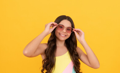 express positive emotions. childhood happiness. summer party look. happy funny kid