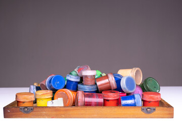 various paints gouache isolated background