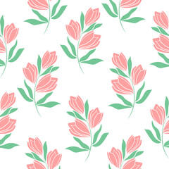 Beautiful floral seamless pattern vector illustration. Model with delicate pink flowers. Template for wallpaper, fabric, packaging and design